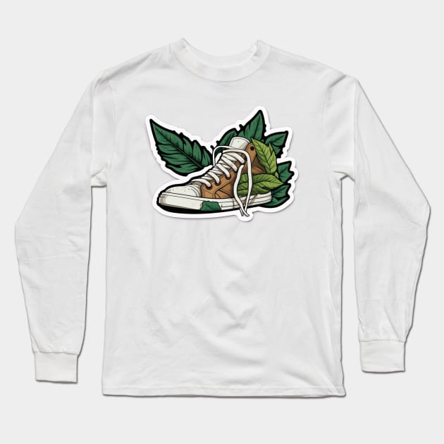 Stay Fresh and Plant a Tree with the Brown Cartoon Converse-Inspired Long Sleeve T-Shirt by Greenbubble